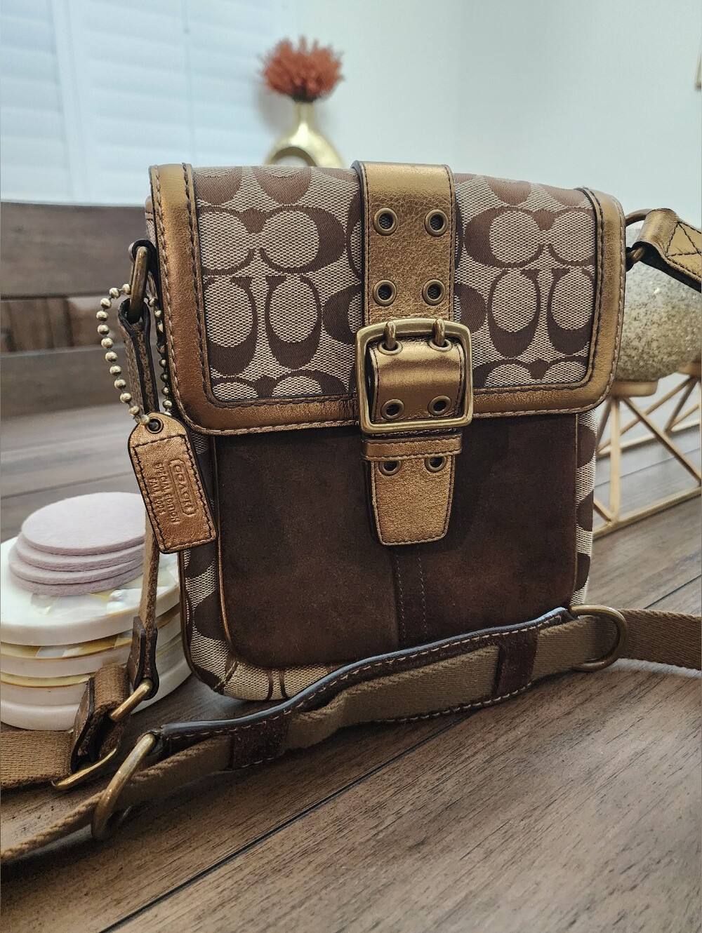 Coach Bronze Leather Trim & Signature Special Edition Soho Bag-vintage Fall 2004